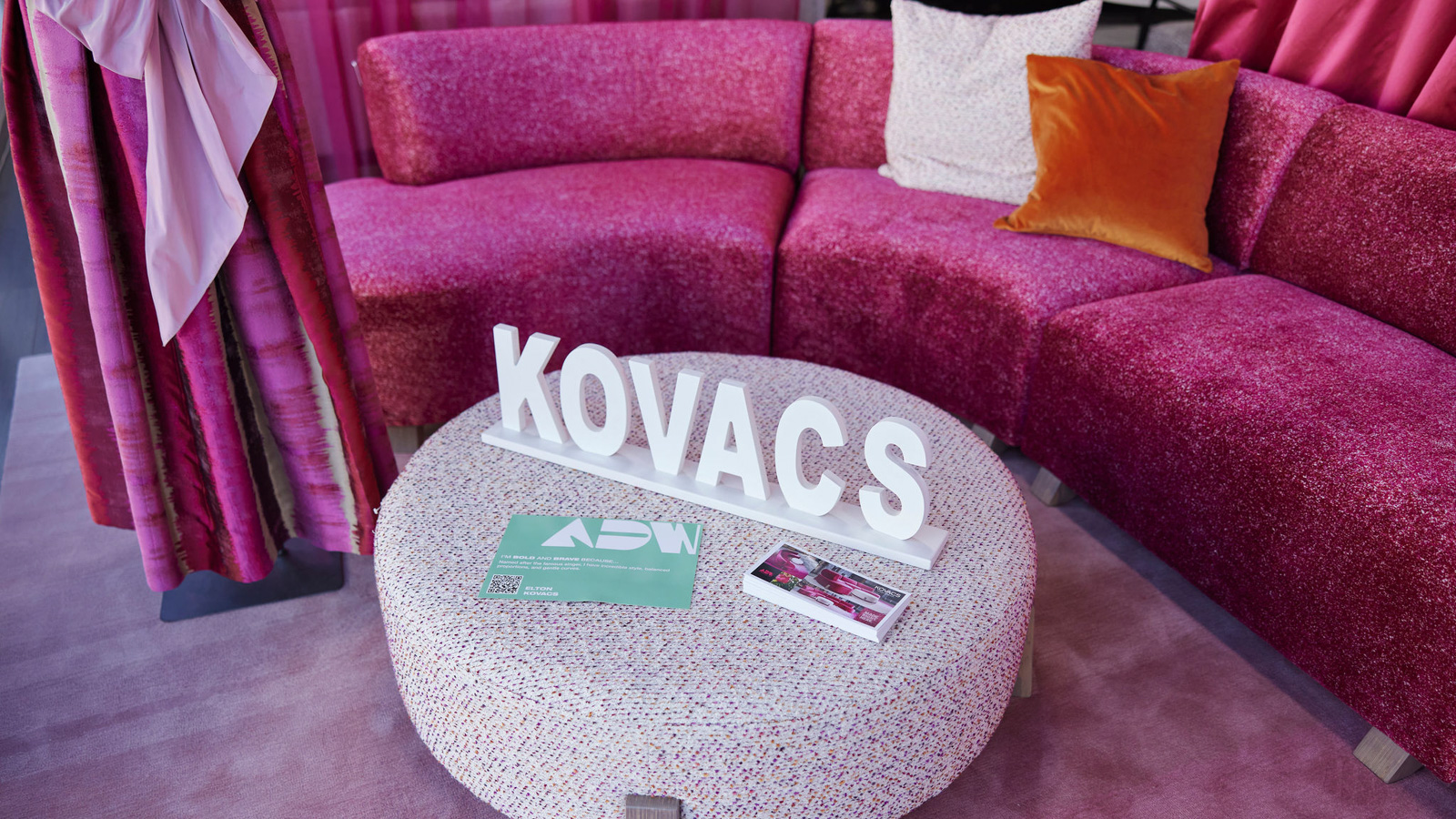 Kovacs pink couch at ADW 2026